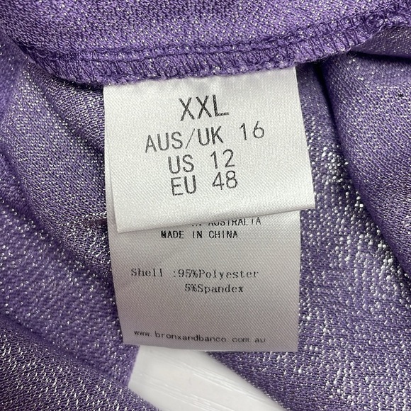 Bronx and Banco Amara Cut-Out Slit Gown Maxi Dress Formal Metallic Purple 12 - Picture 11 of 14